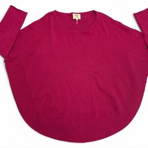 Qi 100% Cashmere Sweater M Pink Fuchsia Oversized Dolman Sleeve Luxe Knit Poncho